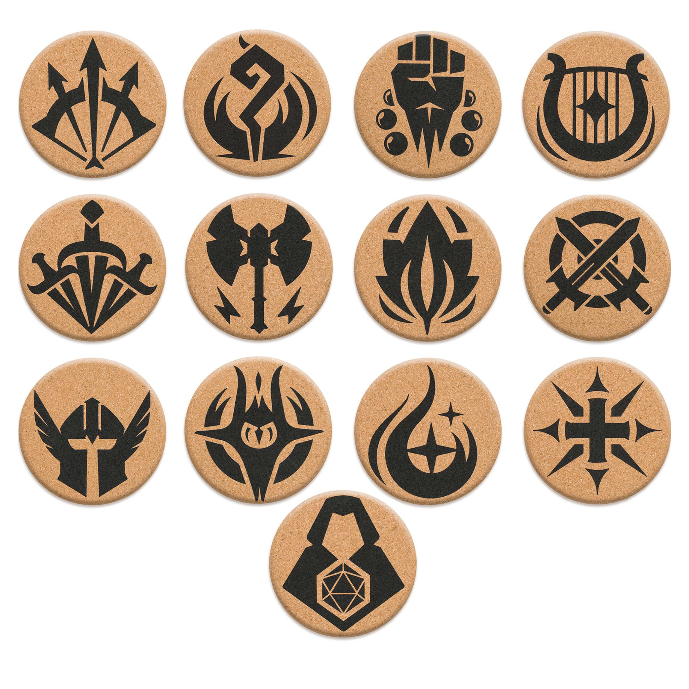 Set of 13 RPG Class & DM Icon Coasters – QM Direct