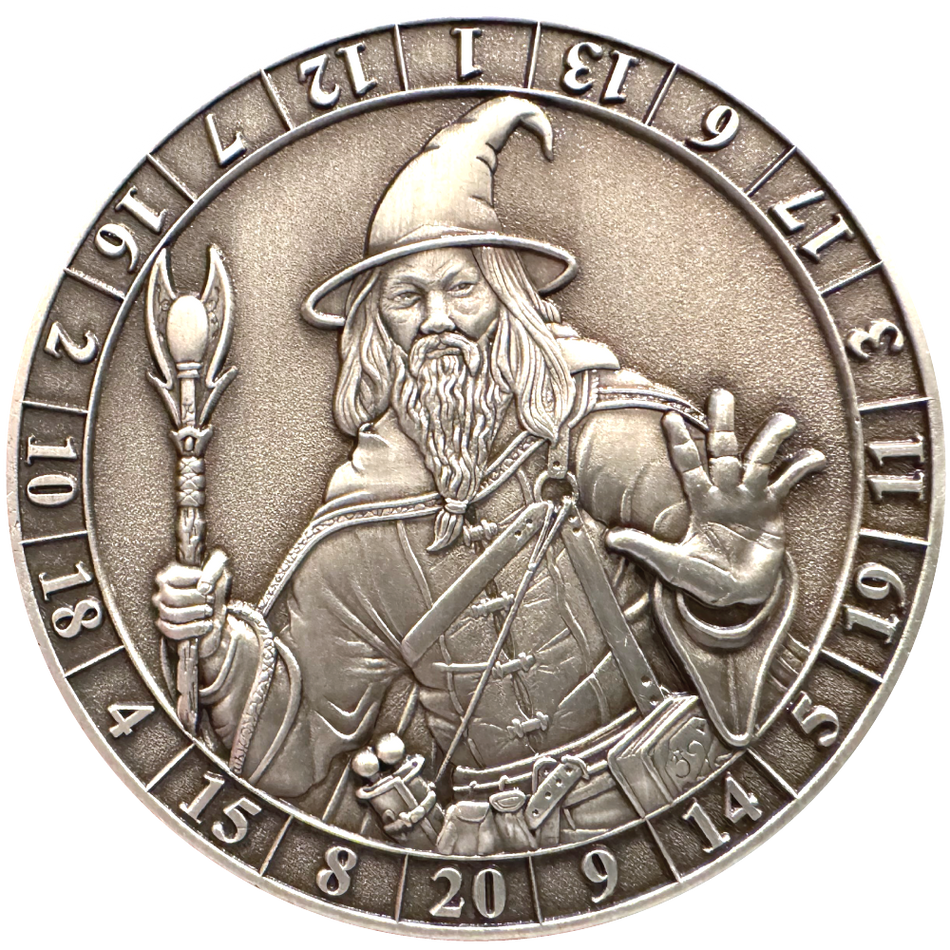 Dice Coin D20 Male Human Wizard  (Pre-order)