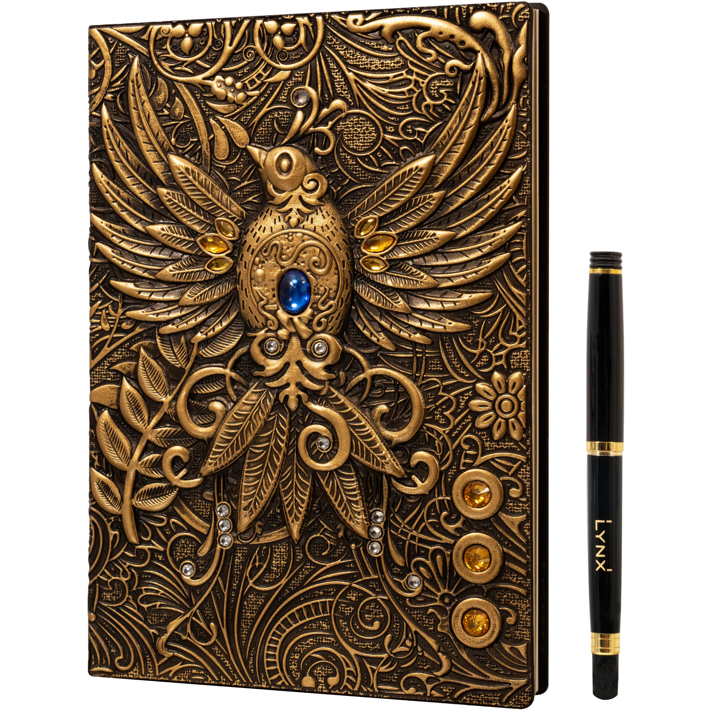 3D Faux-Leather Notebook/Journal - Gold Phoenix – QM Direct
