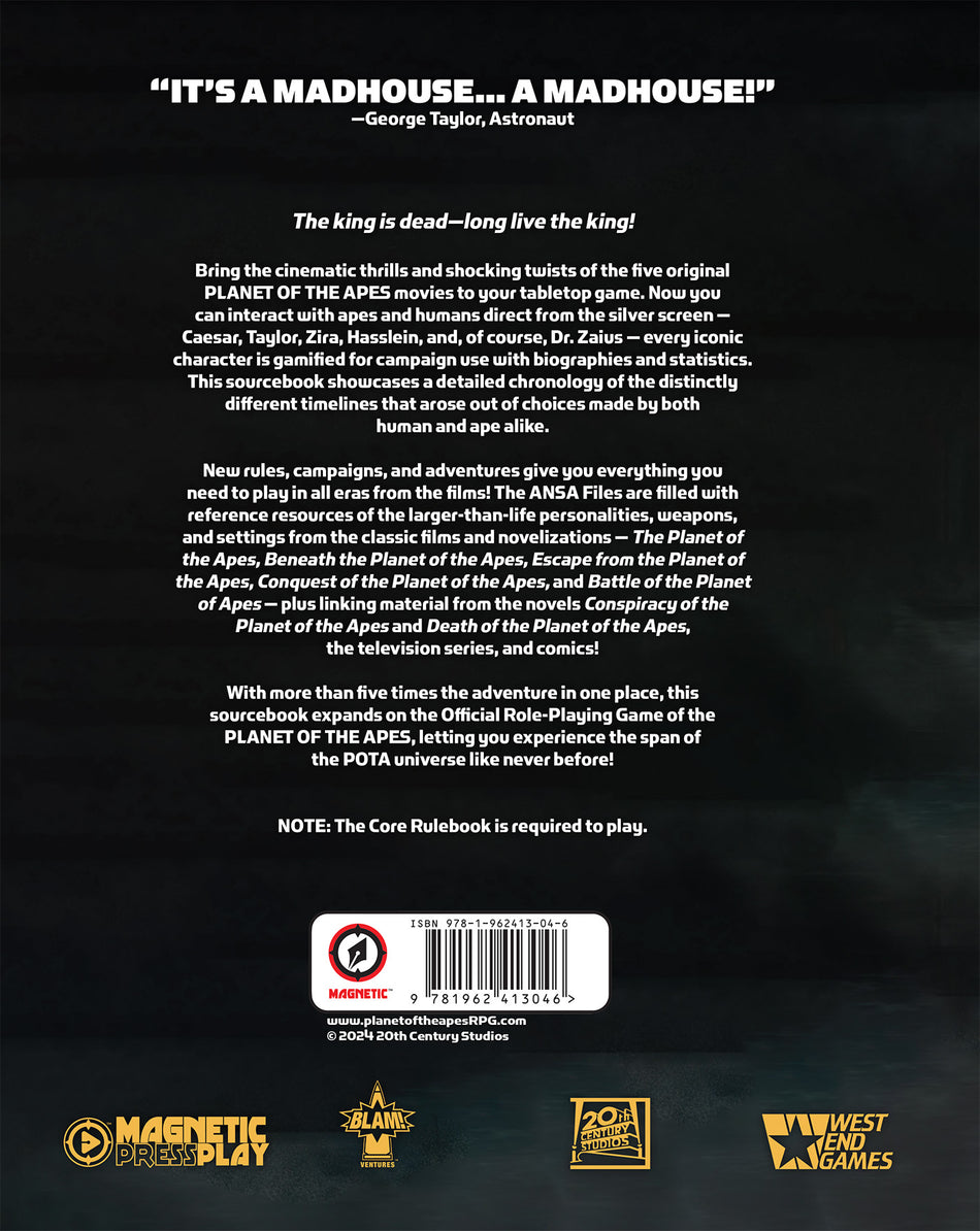 Planet of the Apes RPG: The ANSA Files Sourcebook (Pre-Order)