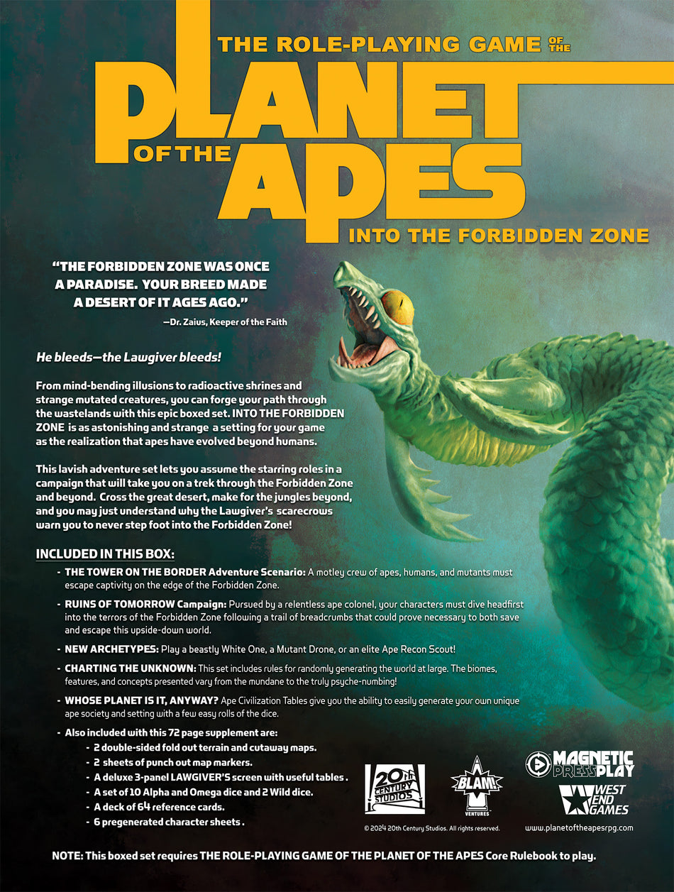 Planet of the Apes RPG: Into the Forbidden Zone (Pre-Order)