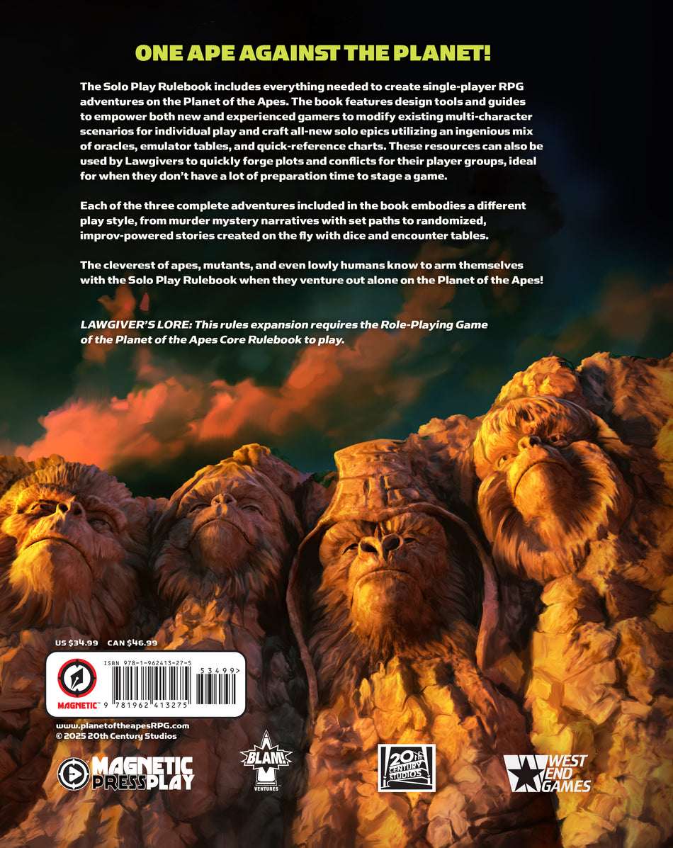 Planet of the Apes RPG: Solo Play Rulebook (Pre-Order)