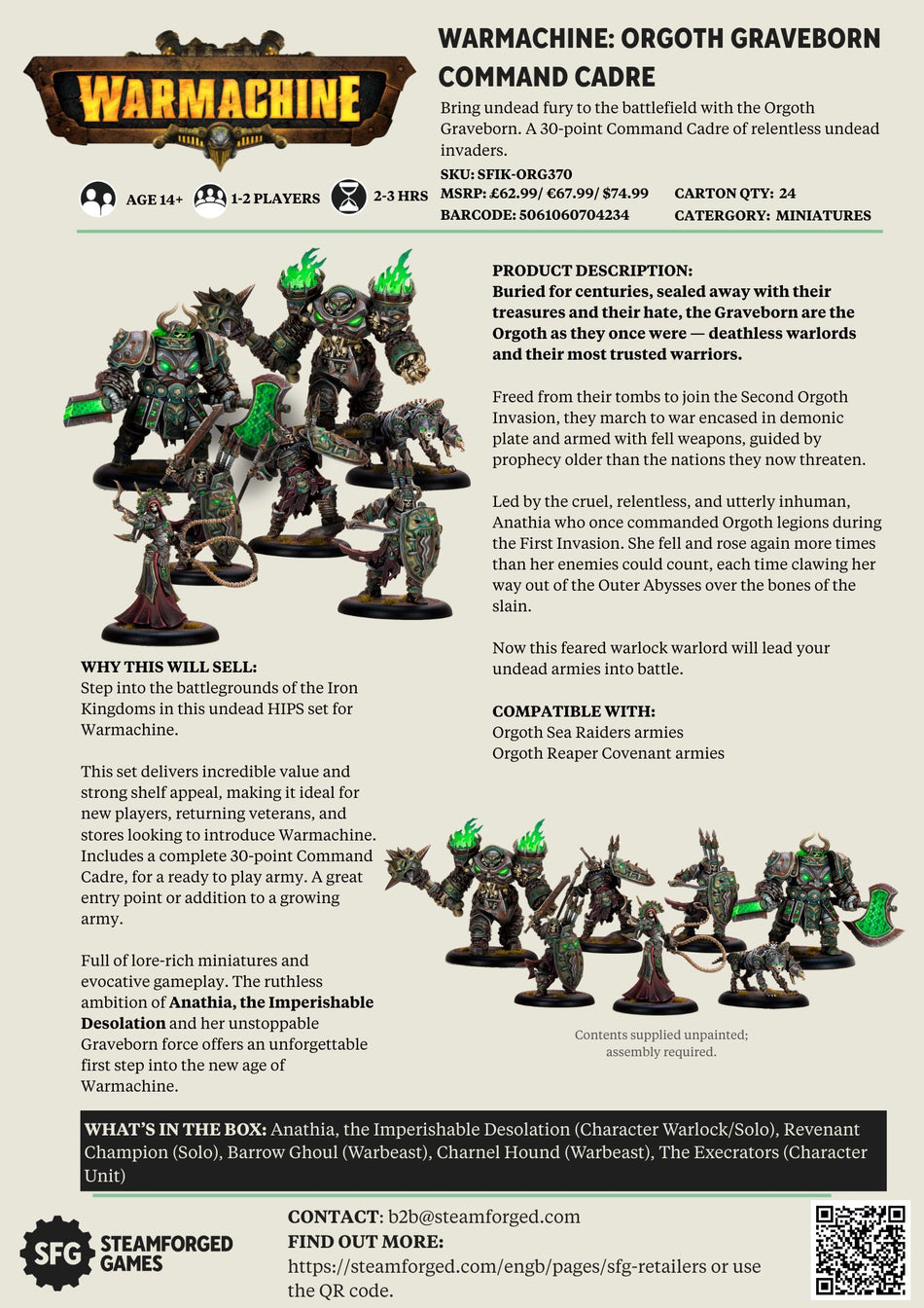 Warmachine: Orgoth Graveborn Command Cadre (Pre-Order)