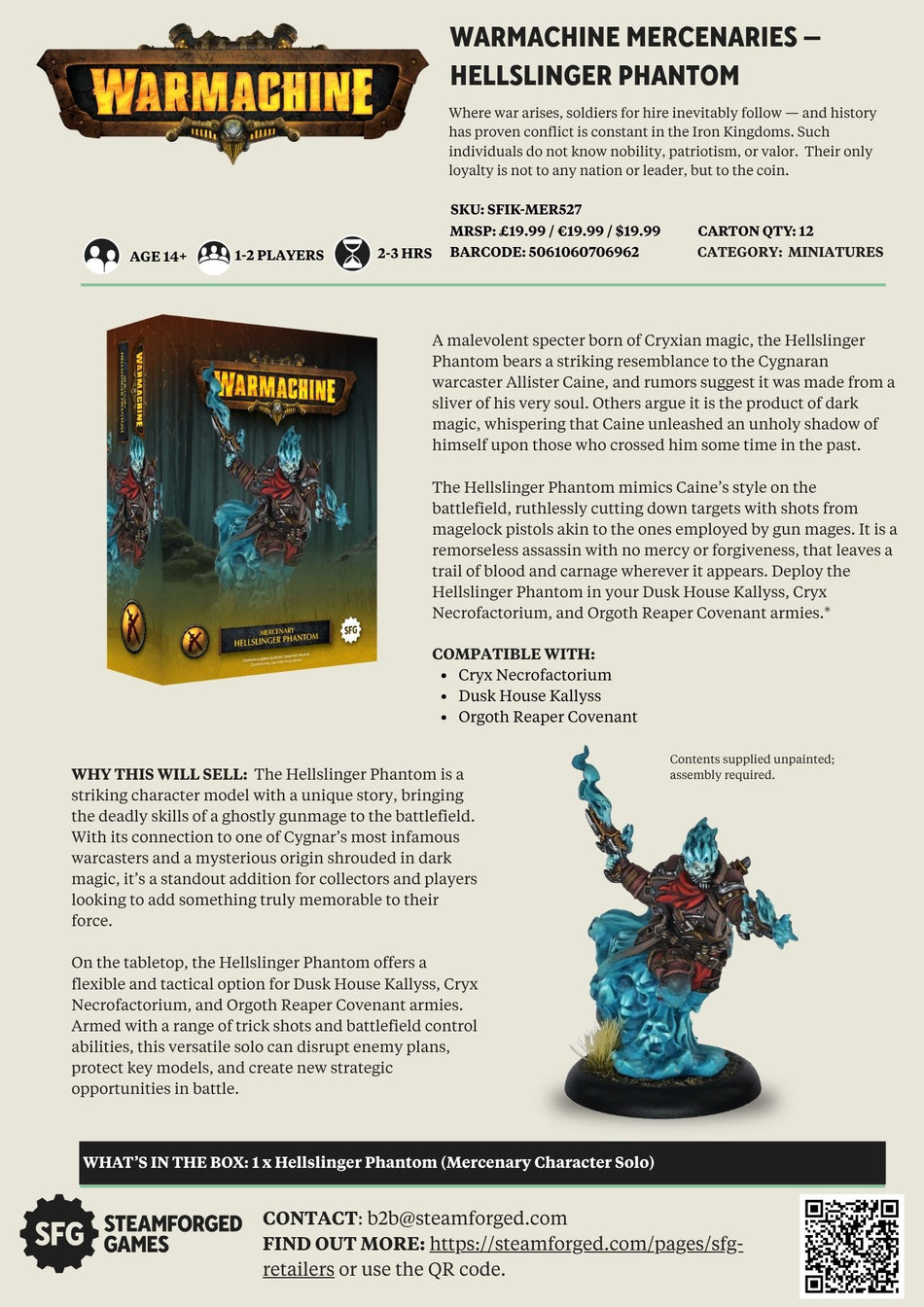 Warmachine: Hellslinger Phantom - Solo Mercenary (Pre-Order)
