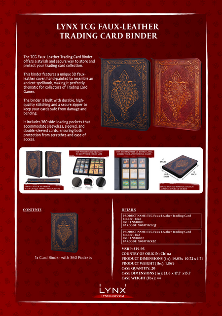 TCG Faux-Leather Trading Card Binder - Red QM Direct TCG Faux-Leather Trading Card Binder - Red QM Direct