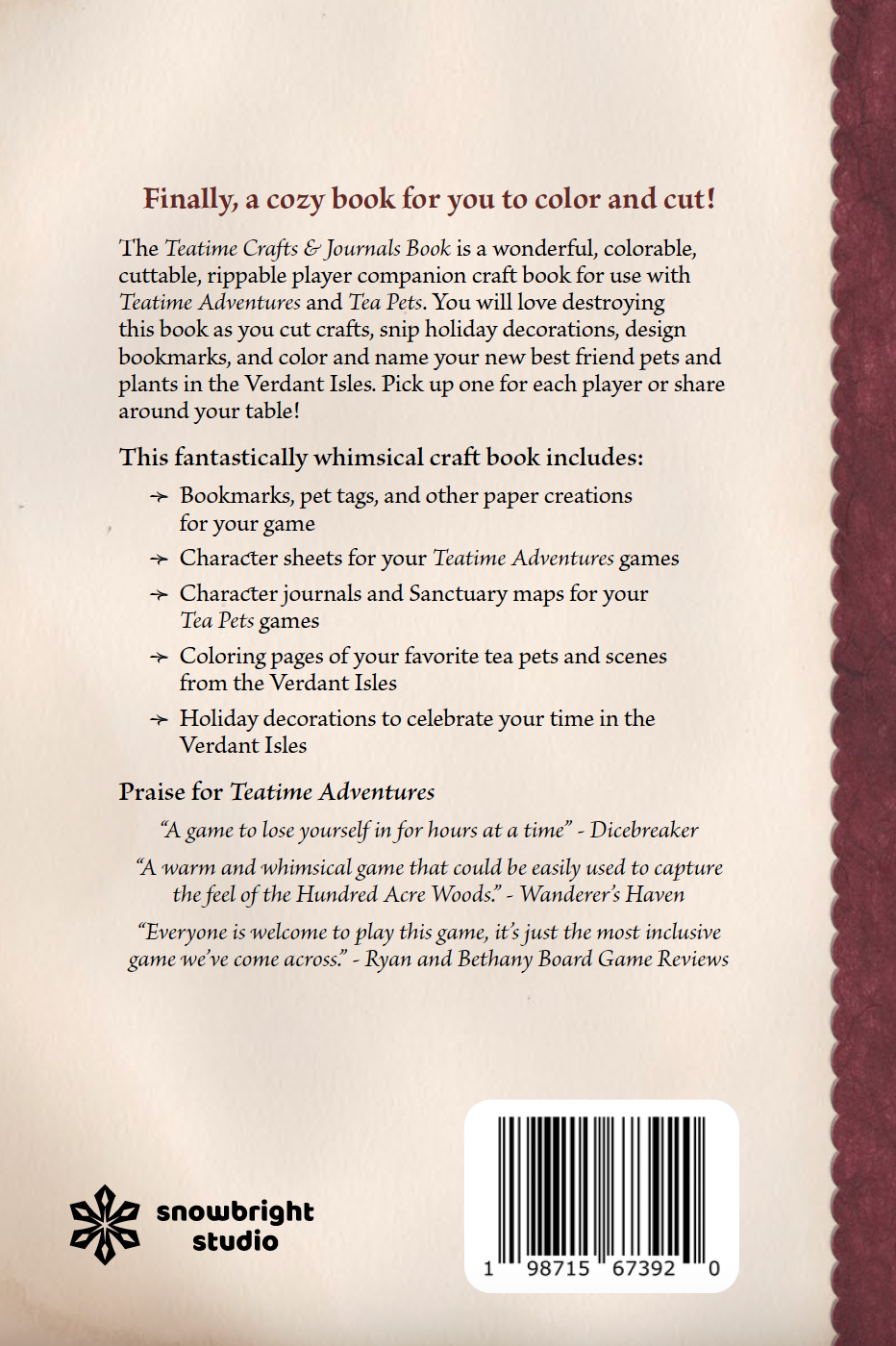 Teatime Adventures RPG 2nd Edition: Crafts and Journals Book (Pre-Order)