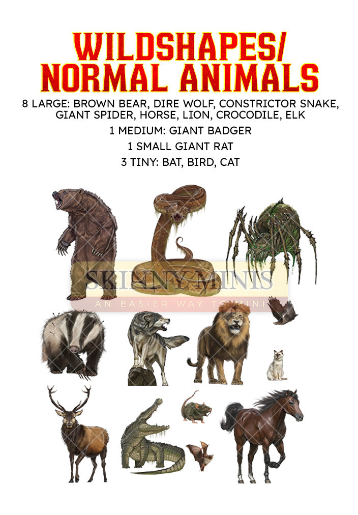 Skinny Minis - Wildshapes / Normal Animals (Pre-Order)