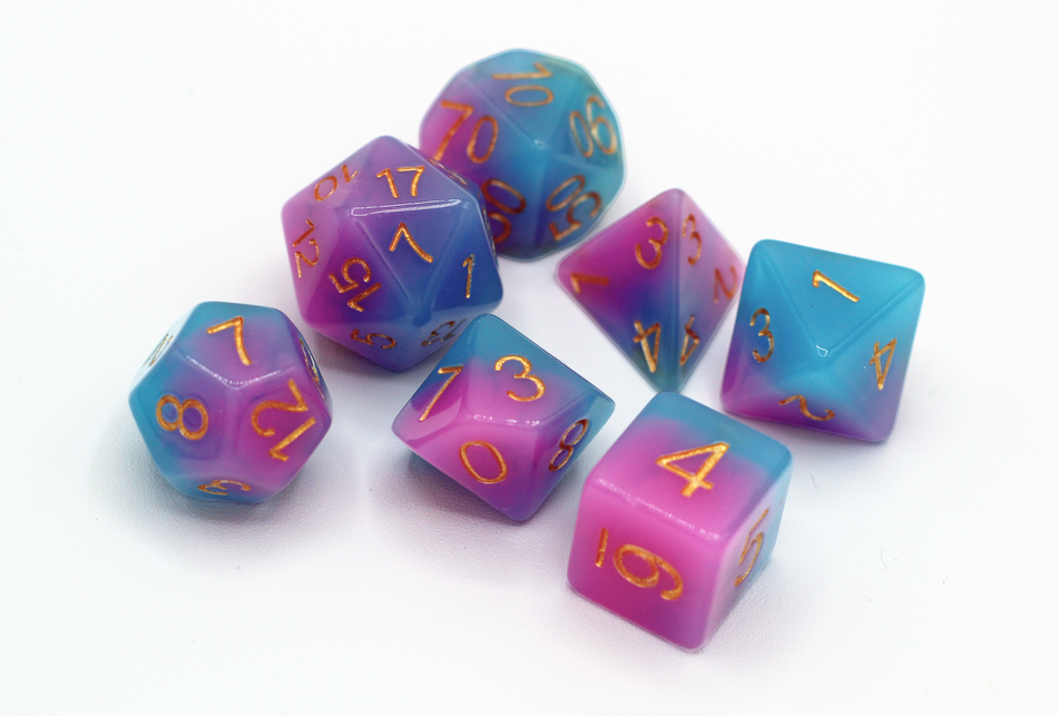 Pink & Blue Glow in the Dark RPG Dice (Pre-Order)