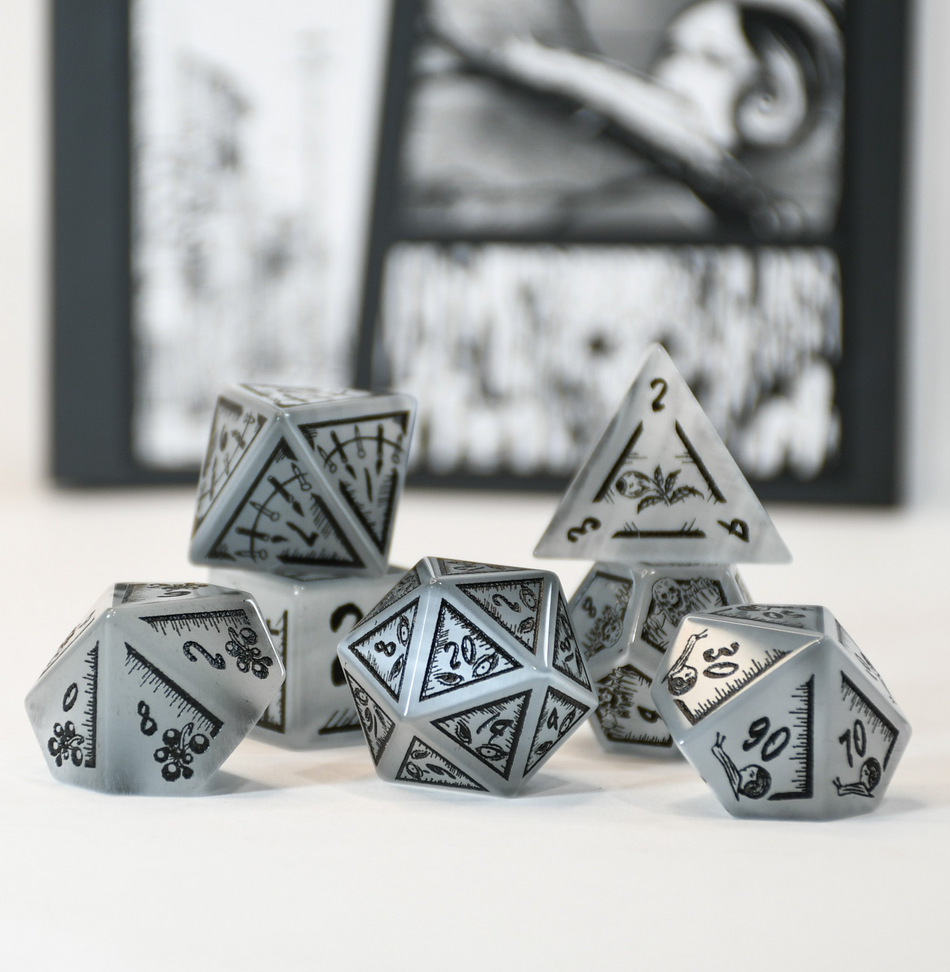 Junji Ito Grey Cat's Eye Stone Dice Set (Pre-Order)